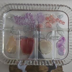 Vintage 70s Glass Fruit Serving Tray